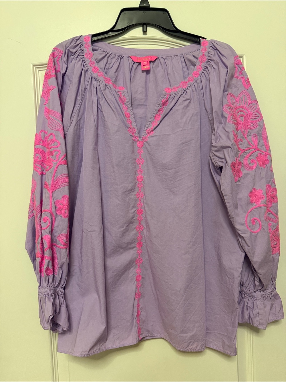 Lilly Pulitzer Lavender Embroidered Tunic with Pink Accents